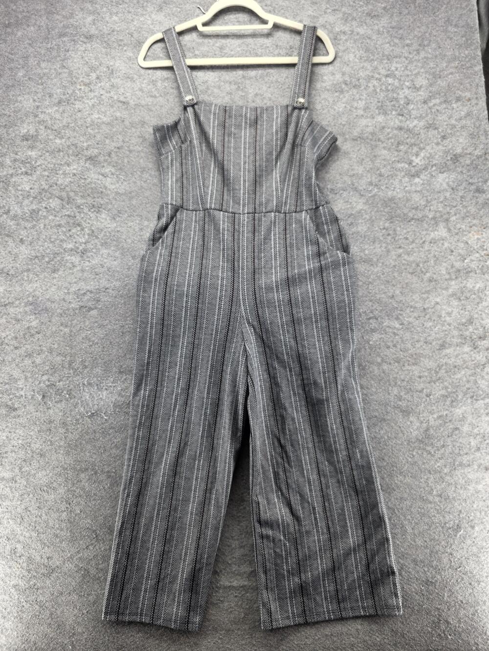 Gypsies & Moondust Jumpsuit Juniors L Gray Square Neck Wide Leg Pockets